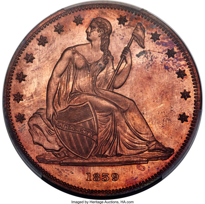 1839 Gobrecht Dollar in Copper