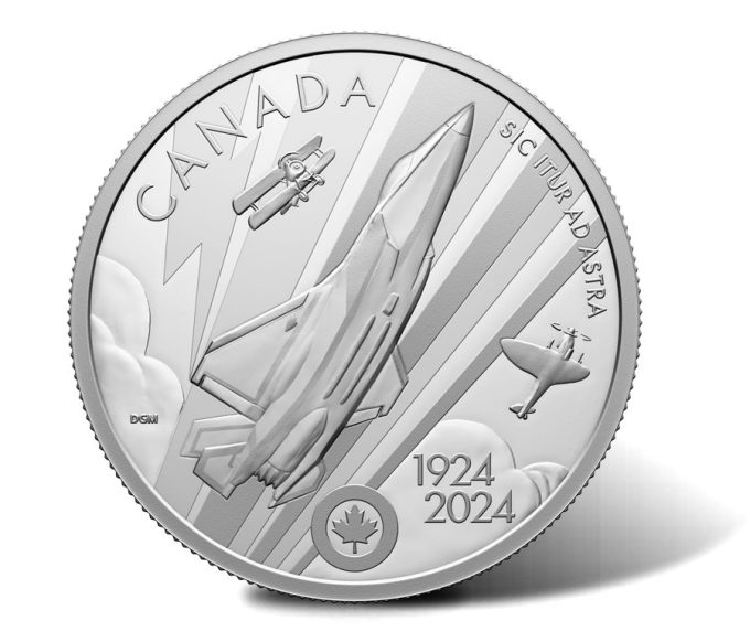 2024 $20 Royal Canadian Air Force Centennial Silver Coin - Reverse