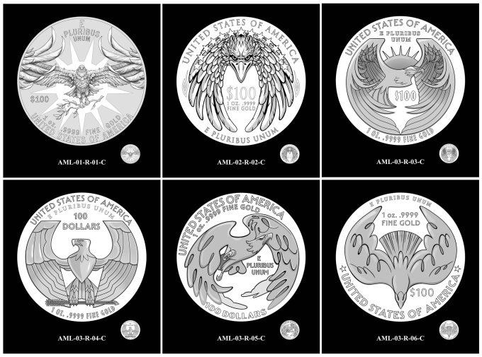 2025 American Liberty Gold Coin Designs - Reverses 1C-6C
