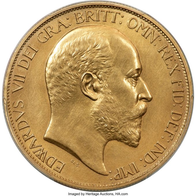 Edward VII gold Matte Proof 5 Pounds 1902 PR63 PCGS