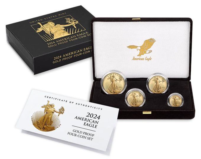 US Mint image four-coin set 2024-W Proof American Gold Eagles