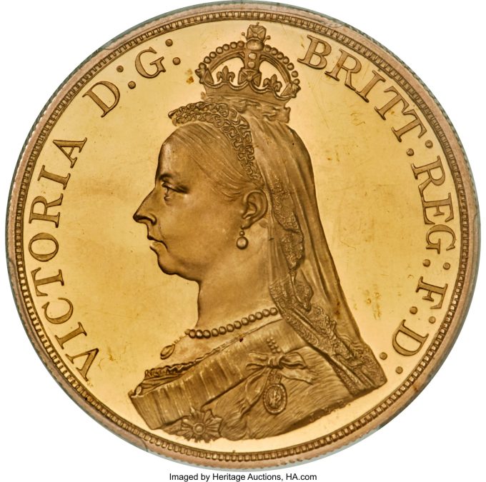 Victoria gold Proof 5 Pounds 1887 PR65+ Deep Cameo PCGS
