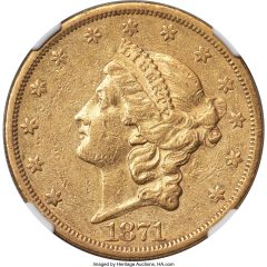 1871-CC Liberty Double Eagle, AU55