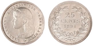1891 Netherlands 25 Cents Sets $1.13M Record at Heritage Auctions-Europe 25 Cents of kwartje 1891