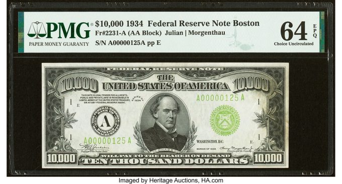 Fr. 2231-A $10,000 1934 Federal Reserve Note