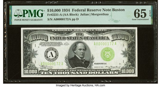 Fr. 2231-A $10,000 1934 Federal Reserve Note