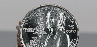 U.S. Mint Produces 235.2M Coins for Circulation in July, Walker Quarter Mintages Lag This CoinNews photo shows a stack of 2024 Dr. Mary Edwards Walker quarters