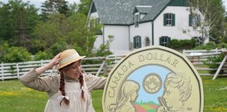 New $1 Coin Celebrates L. M. Montgomery’s 150th Anniversary Anne of Green Gables and the circulation coin commemorating author L. M. Montgomery (Cavendish, PEI)