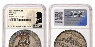 NGC Grades L.E. Bruun Collection of Scandinavian Coins for Stack’s Bowers Auction Norway (1661) 2 Speciedaler graded NGC AU 58