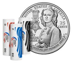 US Mint image 2024 P D S Dr. Mary Edwards Walker quarter and rolls
