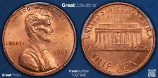 1983 Cent Mistakenly Struck on Bronze Planchet Featured at GreatCollections Auction 1983 Lincoln Cent Struck on Bronze Planchet