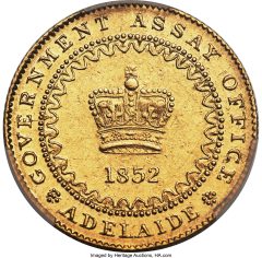South Australia. British Colony gold “Adelaide” Pound 1852 AU55 PCGS