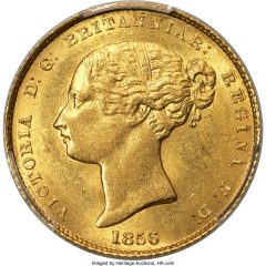 Victoria gold 1/2 Sovereign 1856-SYDNEY MS62 PCGS