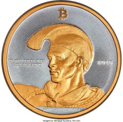 Lealana silver Loaded (Unredeemed) _King Kam – Gilt Body_Frosted_ 1 Bitcoin (BTC) 2016 MS70 NGC