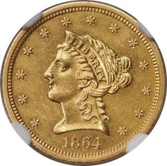 1864 Quarter Eagle, MS60