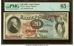 Fr. 127 $20 1869 Legal Tender PMG Gem Uncirculated 65 EPQ