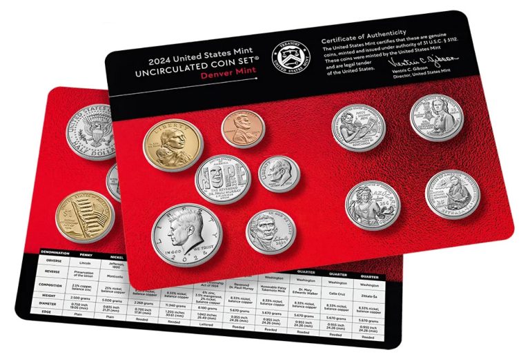 US Mint Sales: 2024 Uncirculated Mint Set Debuts at 136,631