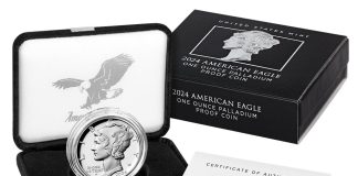 US Mint Sales: 2024 Proof Palladium Eagle Debuts US Mint product image 2024-W Proof American Palladium Eagle