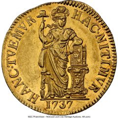 West Friesland. Provincial gold 1_2 Gulden 1737 MS61