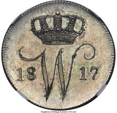 Willem I silver Proof Trial 25 Cents 1817 PR62 NGC