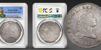 Newly Discovered 1795 Flowing Hair Silver Dollar Heads to Auction 1795 Flowing Hair Silver Dollar with Silver Plug, PCGS AU-58