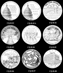 Candidate Designs 1-8 Reverse 2026 Semiquincentennial U.S. Constitution Quarter
