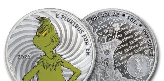 Green Dr. Seuss Grinch Coins Launch on “Green Friday,” Nov. 29 Obverse and reverse of Grinch coin