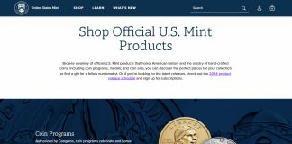 U.S. Mint Reveals 2025 Product Lineup A screenshot of the U.S. Mint's shopping homepage