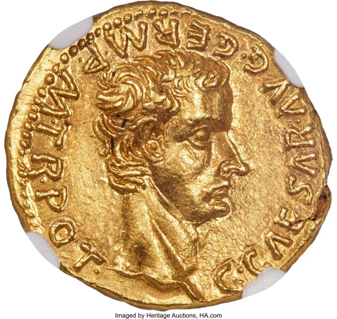 Gaius (Caligula) (AD 37-41), with Divus Augustus. AV aureus NGC MS 5/5 - 5/5