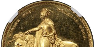 Heritage to Offer Historic Peh Family Collection in Hong Kong and ANA Auctions Victoria gold Proof "Una and the Lion" 5 Pounds 1839 PR63 Ultra Cameo NGC