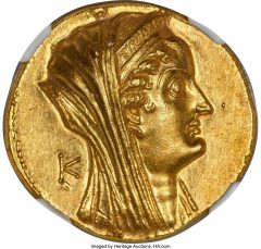 Arsinöe II Philadelphus (277-270/268 BC). AV mnaieion or octodrachm. NGC MS 5/5 - 2/5