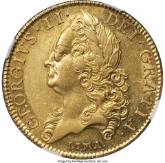 George II gold 5 Guineas 1746 AU55 NGC