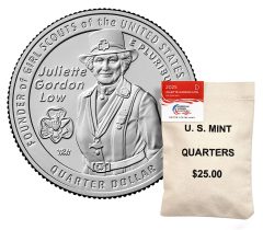 US Mint image 2025 Juliette Gordon Low quarter and bag