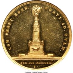 "Monument to the Victory at Kulm" gold Medal 1835-Dated MS62 Prooflike NGC