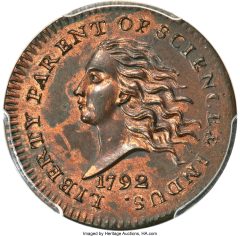 1792 Copper Disme, Judd-11, MS64 Red and Brown PCGS CAC