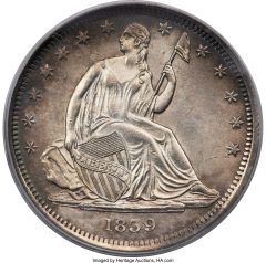 1839 No Drapery Half Dollar, MS64 PCGS CAC