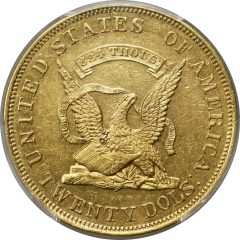 1852 1 Humbert Twenty Dollar, MS63