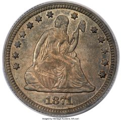 1871-CC Seated Quarter, AU53 PCGS