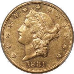 1881 Double Eagle, AU53 PCGS