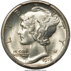1916-D Mercury Dime, MS64 Full Bands PCGS