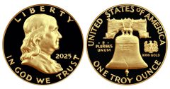 2025 gold 1 oz Franklin obverse and reverse