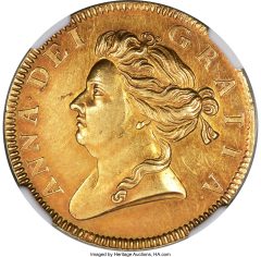 Anne gold Pattern Guinea 1702 AU55