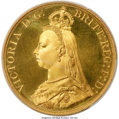 Victoria gold Proof 5 Pounds 1887 PR66+ Deep Cameo