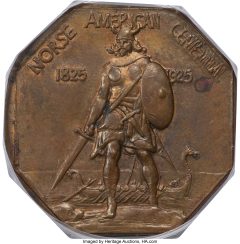 1925 MEDAL Norse American Centennial, Copper Die Trial, MS63 Brown PCGS | CoinNews 1925 MEDAL Norse American Centennial, Copper Die Trial, MS63 Brown PCGS