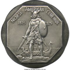1925 Medal Norse American Centennial, Large Format, Nickel, Oversize Planchet, MS63 NGC