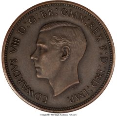 Edward VIII bronze Matte Proof Pattern 1_2 Penny 1937 PR64 Brown NGC