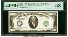 Fr. 2220-A $5,000 1928 Federal Reserve Note. PMG Choice About Unc 58