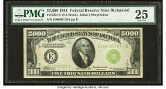 Fr. 2221-E $5,000 1934 Federal Reserve Note. PMG Very Fine 25