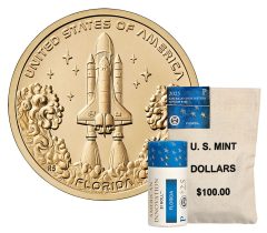 Roll of 2024-P American Innovation Dollars for Florida - roll and bag