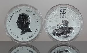 2025 Australian Lunar Snake 1oz Silver Bullion Coins - Obverse and Reverse
